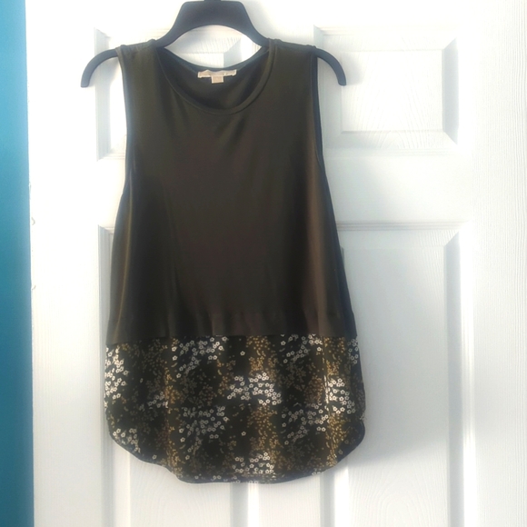 Michael Michael Kors olive green layered look tank size S twofer - Picture 1 of 9